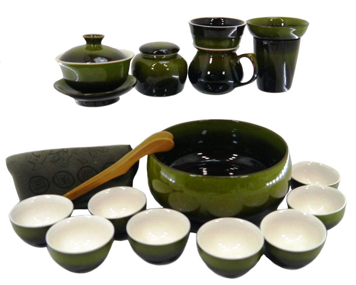 Amazon｜中国茶器 青磁15点 中国茶道具 工夫茶 DX フルセット 本格的な